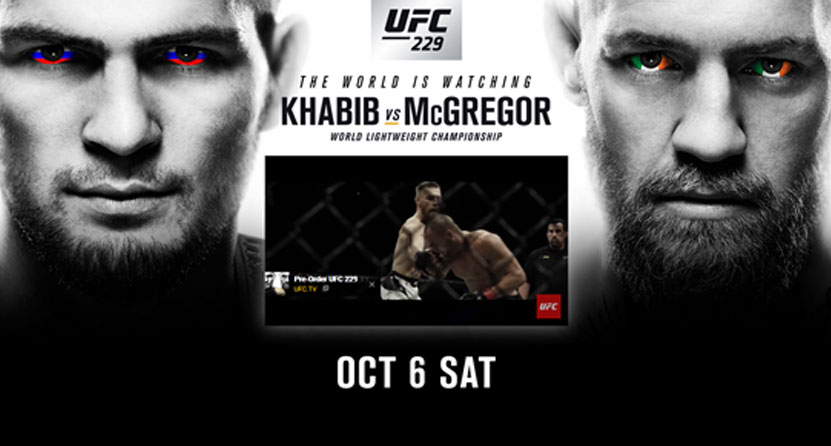 A UFC 229 fight card of Khabib vs McGregor, scheduled for Oct 6 Saturday