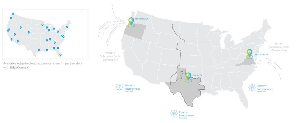Map of colocation services locations for Opus Interactive